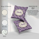 Custom Name Muted Purple Wisteria Branches Soft Elegant Seamless Square Filled Cushion Throw Pillow Sofa Bed Home Decor Zip Washable UK Made