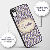 Elegant Purple Wisteria Hanging Blossoms Floral Custom Name Protective Phone Case Mobile Cover Durable Everyday Smartphone Shock Resistant
