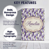 Personalised Name Elegant Purple Wisteria Custom  Bespoke Decorative Contemporary Canvas Wall Art Print Decor Picture Ready to Hang