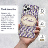 Elegant Purple Wisteria Hanging Blossoms Floral Custom Name Protective Phone Case Mobile Cover Durable Everyday Smartphone Shock Resistant