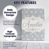 Personalised Name Grey Background White Custom  Modern Room Accent Elegant Feature Canvas Wall Art Print Decor Picture Ready to Hang