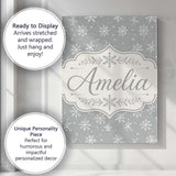 Personalised Name Grey Background White Custom  Modern Room Accent Elegant Feature Canvas Wall Art Print Decor Picture Ready to Hang