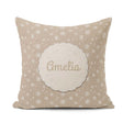 Custom Name Warm Taupe Background Snowflake Winter Seamless Name Square Filled Cushion Throw Pillow Sofa Bed Home Decor Zip Washable UK Made