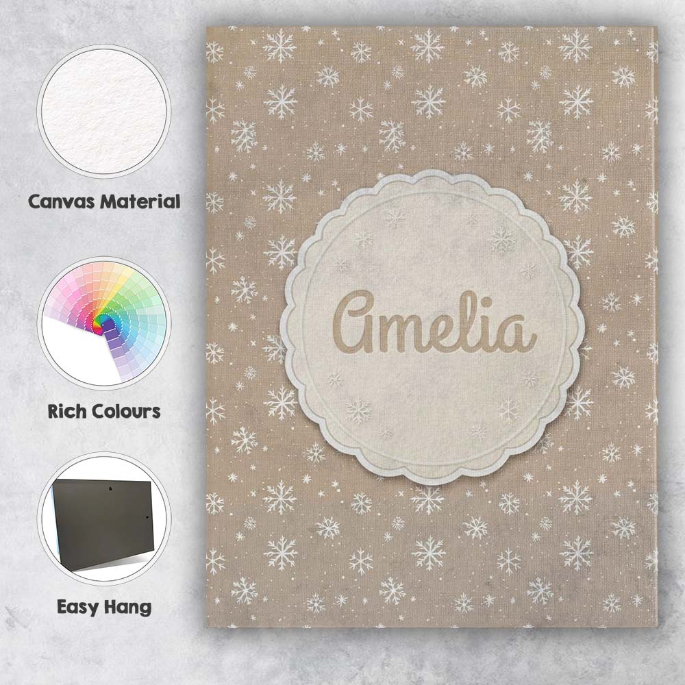 Personalised Name Warm Taupe Background Custom  Modern Room Accent Elegant Feature Canvas Wall Art Print Decor Picture Ready to Hang