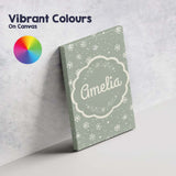 Personalised Name Sage Green Background Custom  Modern Room Accent Elegant Feature Canvas Wall Art Print Decor Picture Ready to Hang