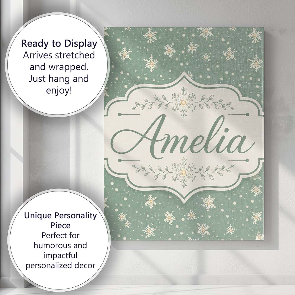 Personalised Name Muted Green Background Custom  Unique Gift Idea Elegant Feature Canvas Wall Art Print Decor Picture Ready to Hang