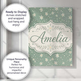 Personalised Name Muted Green Background Custom  Unique Gift Idea Elegant Feature Canvas Wall Art Print Decor Picture Ready to Hang