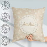 Custom Name Background Snowflakes Winter Seamless Pattern Custom Square Filled Cushion Throw Pillow Sofa Bed Home Decor Zip Washable UK Made