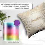 Custom Name Background Snowflakes Winter Seamless Pattern Custom Square Filled Cushion Throw Pillow Sofa Bed Home Decor Zip Washable UK Made