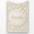 Classic Beige Background Large Snowflake Winter Seamless Pattern  Personalised Custom Name Super Soft Fleece Blanket Bed Sofa Throw