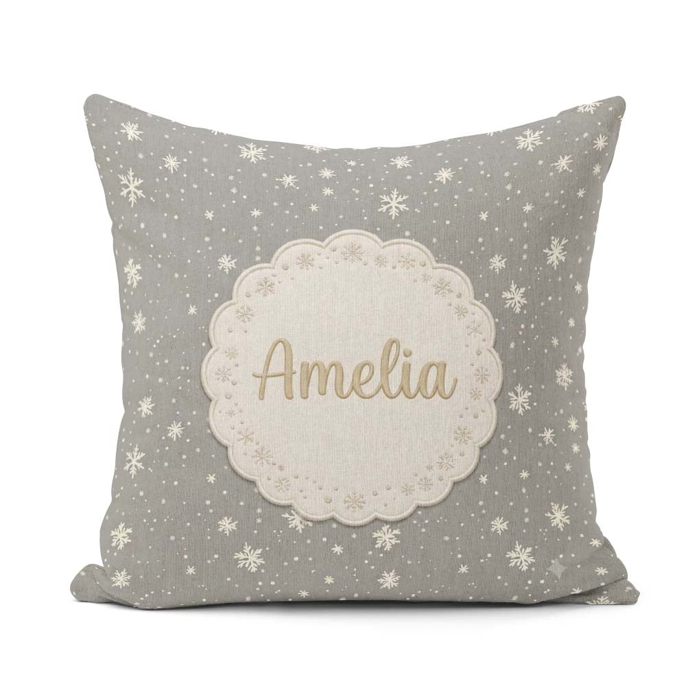 Custom Name Dark Grey Background Scatter Winter Seamless Pattern Square Filled Cushion Throw Pillow Sofa Bed Home Decor Zip Washable UK Made