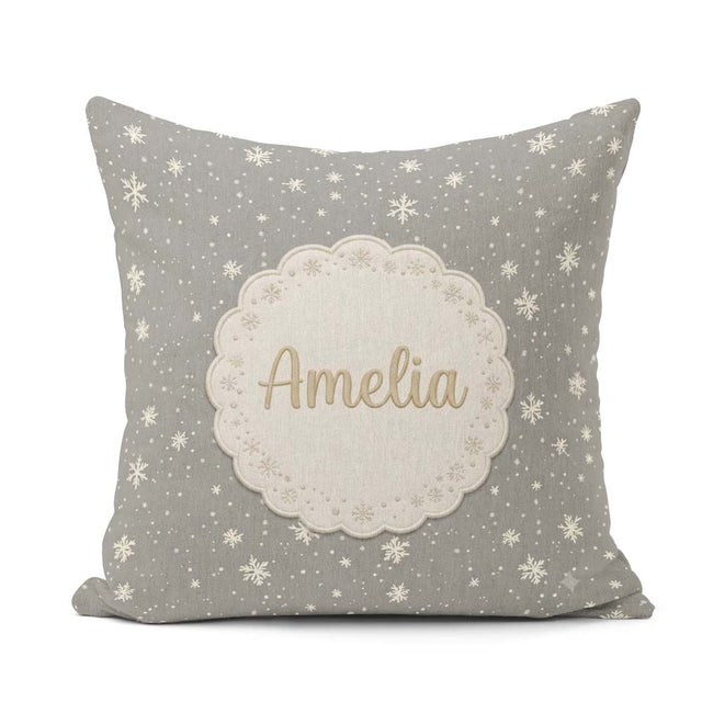 Custom Name Dark Grey Background Scatter Winter Seamless Pattern Square Filled Cushion Throw Pillow Sofa Bed Home Decor Zip Washable UK Made