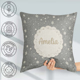 Custom Name Dark Grey Background Scatter Winter Seamless Pattern Square Filled Cushion Throw Pillow Sofa Bed Home Decor Zip Washable UK Made