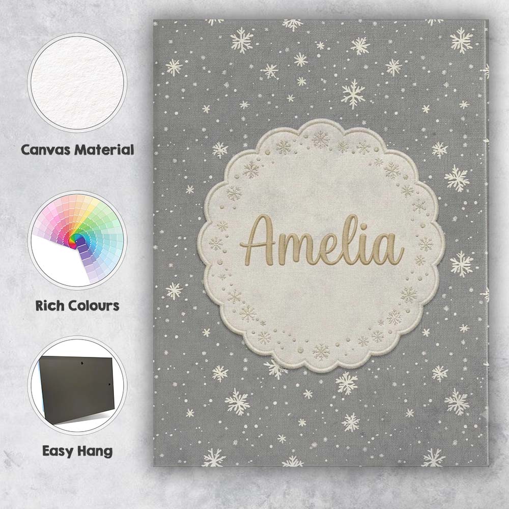 Personalised Name Dark Grey Background Custom  Modern Room Accent Elegant Feature Canvas Wall Art Print Decor Picture Ready to Hang