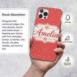 Red Background White Snowflakes Falling Winter Custom Name Protective Phone Case Mobile Cover Durable Everyday Smartphone Shock Resistant
