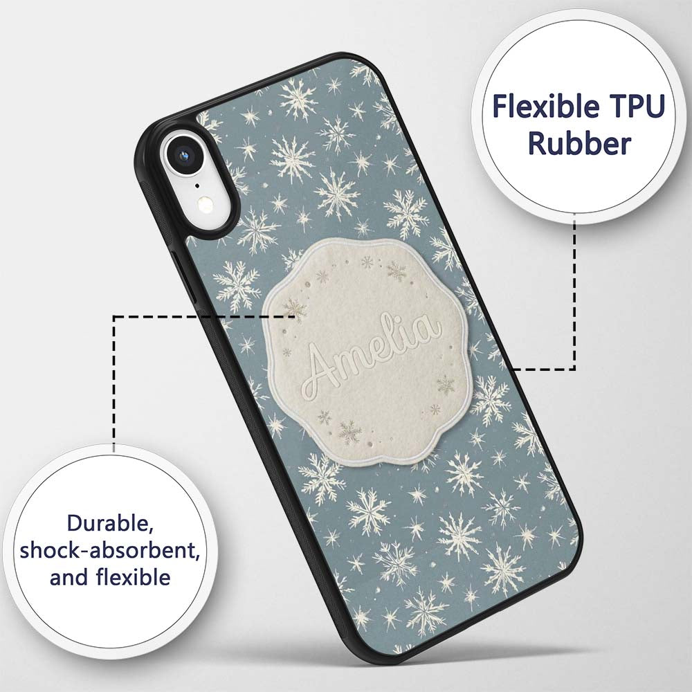 Blue Background Snowflake Star Winter Seamless Custom Name Protective Phone Case Mobile Cover Durable Everyday Smartphone Shock Resistant