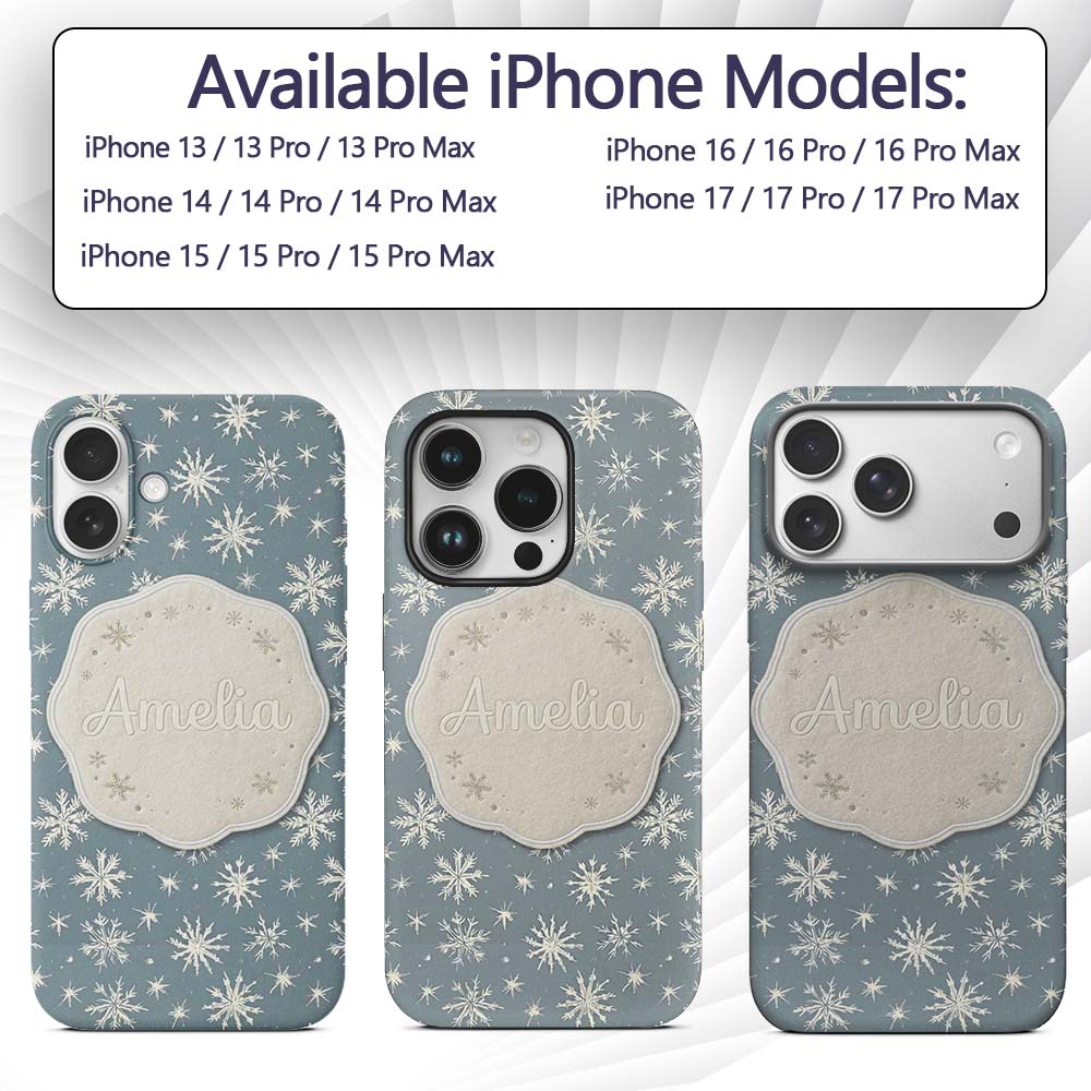 Blue Background Snowflake Star Winter Seamless Custom Name Protective Phone Case Mobile Cover Durable Everyday Smartphone Shock Resistant