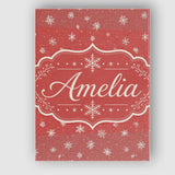 Personalised Name Red Background Snowflake Custom  Unique Gift Idea Elegant Feature Canvas Wall Art Print Decor Picture Ready to Hang