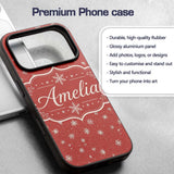 Red Background Snowflake Scatter Winter Seamless Custom Name Protective Phone Case Mobile Cover Durable Everyday Smartphone Shock Resistant