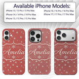 Red Background Snowflake Scatter Winter Seamless Custom Name Protective Phone Case Mobile Cover Durable Everyday Smartphone Shock Resistant
