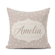 Custom Name Neutral Background Small Snowflakes Seamless Pattern Square Filled Cushion Throw Pillow Sofa Bed Home Decor Zip Washable UK Made