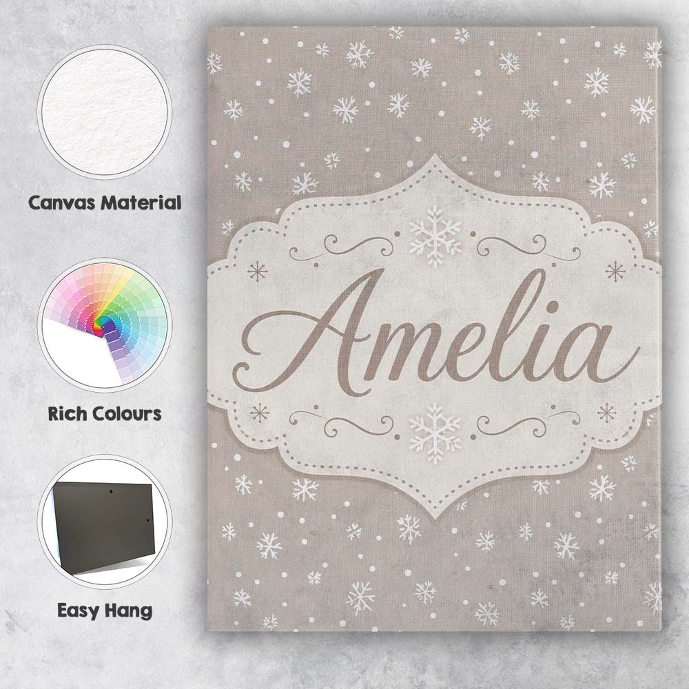 Personalised Name Neutral Grey Background Custom  Unique Gift Idea Elegant Feature Canvas Wall Art Print Decor Picture Ready to Hang