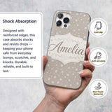 Neutral Grey Background Small Snowflakes Winter Custom Name Protective Phone Case Mobile Cover Durable Everyday Smartphone Shock Resistant