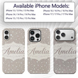 Neutral Grey Background Small Snowflakes Winter Custom Name Protective Phone Case Mobile Cover Durable Everyday Smartphone Shock Resistant