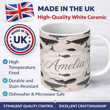 Personalized Custom Name Cute Whale Ocean Waves Seamless Pattern Name Unique Gift Lovely 11oz Ceramic Coffee Tea Mug White Large Handle