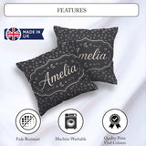Custom Name Dark Night Sky Stars And Crescent Moon Seamless Name Square Filled Cushion Throw Pillow Sofa Bed Home Decor Zip Washable UK Made