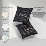 Custom Name Dark Night Sky Stars And Crescent Moon Seamless Name Square Filled Cushion Throw Pillow Sofa Bed Home Decor Zip Washable UK Made