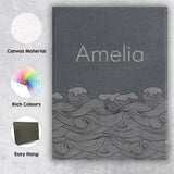Personalised Name Minimal Ocean Wave Line Custom  Unique Gift Idea Elegant Feature Canvas Wall Art Print Decor Picture Ready to Hang