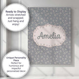 Personalised Name Soft Grey Stars And Custom Modern Room Accent Creative Decorator Style Canvas Wall Art Print Decor Picture Ready to Hang