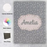 Personalised Name Soft Grey Stars And Custom Modern Room Accent Creative Decorator Style Canvas Wall Art Print Decor Picture Ready to Hang