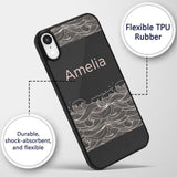 Dark Background Ocean Wave Line Art Seamless Custom Name Protective Phone Case Mobile Cover Durable Everyday Smartphone Shock Resistant