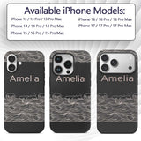 Dark Background Ocean Wave Line Art Seamless Custom Name Protective Phone Case Mobile Cover Durable Everyday Smartphone Shock Resistant