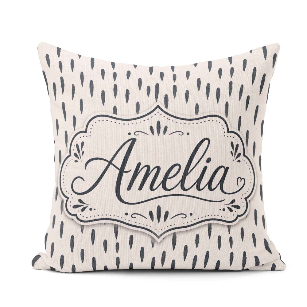 Custom Name Neutral Abstract Brush Stroke Pattern Seamless Name Square Filled Cushion Throw Pillow Sofa Bed Home Decor Zip Washable UK Made