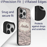 Beige Ocean Wave Line Art Seamless Pattern Name Custom Name Protective Phone Case Mobile Cover Durable Everyday Smartphone Shock Resistant