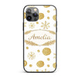 Gold Snowflakes and Glitter Dots Seamless Pattern Custom Name Protective Phone Case Mobile Cover Durable Everyday Smartphone Shock Resistant