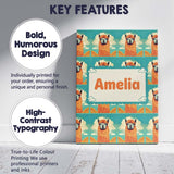 Personalised Name Cute Alpaca Portrait With Custom  Bespoke Interior Contemporary Canvas Wall Art Print Decor Picture Ready to Hang