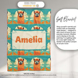 Cute Alpaca Portrait With Blue Sky And Clouds Seamless Pattern  Personalised Custom Name Super Soft Fleece Blanket Bed Sofa Throw