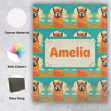 Personalised Name Cute Alpaca Portrait With Custom  Bespoke Interior Contemporary Canvas Wall Art Print Decor Picture Ready to Hang