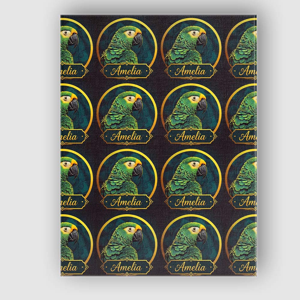 Personalised Name Exotic Green Parrot Custom Modern Room Accent Creative Decorator Style Canvas Wall Art Print Decor Picture Ready to Hang