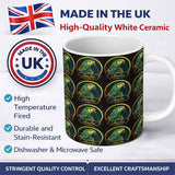 Personalized Custom Name Exotic Green Parrot Circular Frame Seamless Pattern Name Cute 11oz Ceramic Coffee Tea Mug White Large Handle