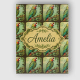 Personalised Name Tropical Parrot On Branch Custom  Bespoke Interior Contemporary Canvas Wall Art Print Decor Picture Ready to Hang
