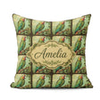 Custom Name Tropical Parrot On Branch Jungle Scene Seamless Name Square Filled Cushion Throw Pillow Sofa Bed Home Decor Zip Washable UK Made