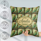 Custom Name Tropical Parrot On Branch Jungle Scene Seamless Name Square Filled Cushion Throw Pillow Sofa Bed Home Decor Zip Washable UK Made