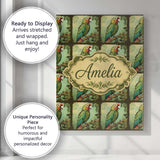 Personalised Name Tropical Parrot On Branch Custom  Bespoke Interior Contemporary Canvas Wall Art Print Decor Picture Ready to Hang