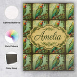 Personalised Name Tropical Parrot On Branch Custom  Bespoke Interior Contemporary Canvas Wall Art Print Decor Picture Ready to Hang