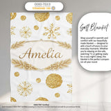 Gold Snowflakes and Glitter Dots Seamless Pattern Cute Unique Gift  Personalised Custom Name Super Soft Fleece Blanket Bed Sofa Throw